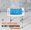 A shower stool with water droplets falling on it, set against a marble-like background. Podgląd zdjęcia produktu