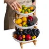 Obstständer 3-stöckig aus Bambus, Mehrstöckiger Obstkübel Produktbild-Vorschau 3