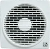 A white ventilation fan with a circular grille and a circular central element. Anteprima dell’immagine prodotto