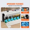A marketing image showcasing the features of a continuous band sealing machine. Anteprima dell’immagine prodotto