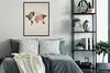 MuchoWow® Gerahmtes Poster Weltkarte - Holz - Braun 60x80 Produktbild-Vorschau 5