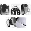 Collage of close-up shots of a pet carrier backpack, highlighting different features and angles. Voir les images du produit