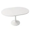 A white oval extendable dining table with a pedestal base is shown on a white background. Náhled obrázku produktu