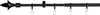 A black curtain rod with rings and a decorative finial on the left. Produktbild-Vorschau