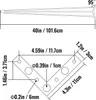 Diagram showing dimensions and angles of furniture hardware. Voir les images du produit