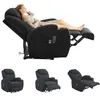 A woman relaxing in a black massage recliner chair. Produktbild-Vorschau