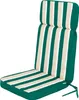 A striped chair cushion with green, beige, and white stripes, shown against a white background. Produktbild-Vorschau