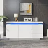 OKWISH Buffet Bas LED Avec 3 Tiroirs Et 2 Portes, Meuble De Voir les images du produit 5