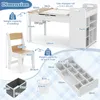 COSTWAY Kunsttisch- & Stuhlset mit Papierrolle, Basteltisch Produktbild-Vorschau 7
