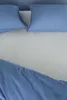 A top-down view of a bed with blue bedding. Produktbild-Vorschau