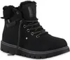 A single black winter boot with laces and fur trim. Produktbild-Vorschau