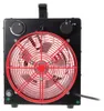 A black electric heater with a red fan guard is shown against a white background. Produktbild-Vorschau
