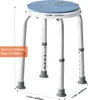 A shower stool with dimensions indicated by text overlays. Produktbild-Vorschau