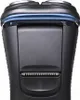 Close-up of the top part of a black electric shaver with a blue accent band. Produktbild-Vorschau