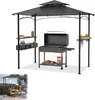 A BBQ pavilion with a grill and shelves, set against a white background. Voir les images du produit