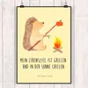 Mr. & Mrs. Panda Bild Igel Grillen DIN A1 - Gelb Pastell - Produktbild-Vorschau 2
