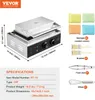 A commercial waffle maker with dimensions and included accessories shown. Anteprima dell’immagine prodotto