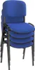 A stack of blue upholstered chairs with black metal frames. Produktbild-Vorschau