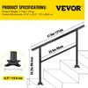A diagram showing the dimensions and specifications of a black metal stair railing on a white background with a yellow header. Anteprima dell’immagine prodotto