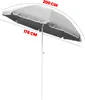 A beach umbrella is shown against a white background with measurements indicated. Anteprima dell’immagine prodotto