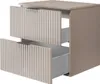 A two-drawer cabinet with fluted drawer fronts and metal handles, shown with both drawers slightly open. Náhled obrázku produktu
