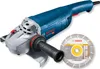 A Bosch angle grinder and a diamond cutting disc are shown against a white background. Produktbild-Vorschau