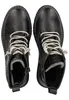 A top-down view of a pair of black lace-up boots. Voir les images du produit