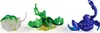 Three Bakugan toys in their transformed states, displayed against a white background. Voir les images du produit