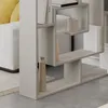 A modern bookshelf/room divider is shown in a living room setting, next to a sofa and on a rug. Produktbild-Vorschau