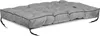 A gray tufted cushion with black piping and ties, shown from a diagonal angle on a white background. Náhled obrázku produktu