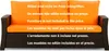 A sofa with orange cushions and text overlays in multiple languages. Anteprima dell’immagine prodotto