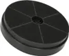 A black circular charcoal filter for a kitchen hood. Voir les images du produit