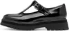A side view of a black patent leather T-strap shoe with a thick lug sole. Produktbild-Vorschau