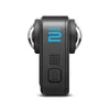 A 360-degree camera is shown from the front on a white background. Produktbild-Vorschau