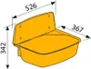 A diagram showing the dimensions of a yellow sink. Produktbild-Vorschau