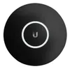 A top-down view of a black circular Ubiquiti Networks Wi-Fi access point with a glowing white ring and a 'U' logo in the center. Produktbild-Vorschau