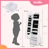 COSTWAY Dětská skříňka na šperky, sklápěcí zrcadlová Náhled obrázku produktu 3