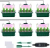 A set of six mini greenhouses with grow lights, along with gardening tools and plant markers, arranged on a white background. Náhľad obrázku produktu