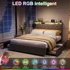 INONEFT čalúnená posteľ 140x200 cm s LED osvetlením a USB Náhľad obrázku produktu 3