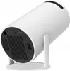 A white cylindrical projector on a white stand, viewed from the back. Náhled obrázku produktu