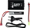 A black LiPo charger and a white LiPo battery pack with associated cables are laid out on a white background. Podgląd zdjęcia produktu