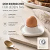 4er Set Eierbecher aus Keramik – Weiß, stapelbar & Produktbild-Vorschau 6