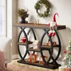 A console table decorated for Christmas, with gifts and festive items. Voir les images du produit