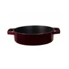 A burgundy cast iron braadpan with black interior, shown from a front-side angle on a white background. Produktbild-Vorschau