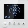 A digital thermostat with a clear LCD screen displaying temperature, time, and settings, along with several buttons below. Produktbild-Vorschau