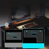 A gaming computer desk setup with a monitor, keyboard, and accessories, featuring illustrative overlays. Produktbild-Vorschau