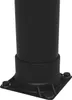 A close-up view of the base of a black outdoor shower, showing the mounting plate and bolts. Produktbild-Vorschau