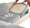 Sofa Sitzkissenbezug - Grau - 165-200cm - Stretch Husse - Produktbild-Vorschau 2