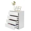 A white chest of drawers with four drawers partially open, displaying clothing in the bottom drawer. Two picture frames and a vase with flowers are on top. Náhľad obrázku produktu