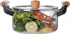 Holzgriff Glastopf mit Deckel zum Kochen, Heizbare Glas Produktbild-Vorschau 1